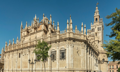Seville Cathedral in Spain. Majestic view of this huge Catholic Cathedral