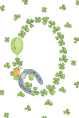  shamrock leaves oval frame, symbol of Ireland