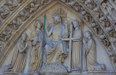 detail of bas-relief at church entrance 