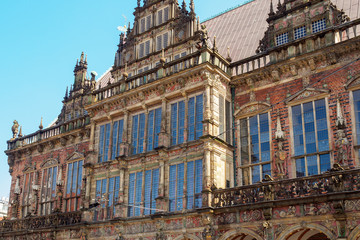 Fototapeta na wymiar Facades of the old town hall in Bremen, Germany, Europe