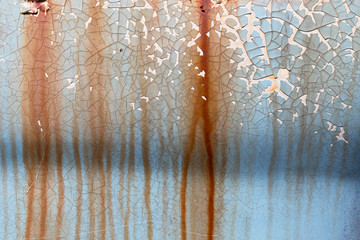 abstract close up surface crack rust peeling paint old pattern blue color for background textures...