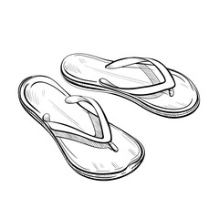Beach slippers sketch