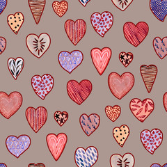 Watercolor hearts pattern 07