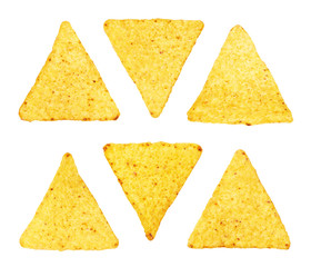 Mexican nachos chips, on white background