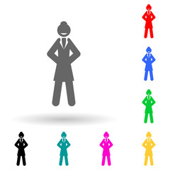 strong, businesswoman multi color style icon. Simple glyph, flat vector of business woman icons for ui and ux, website or mobile application