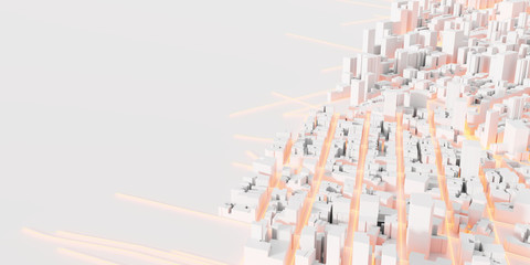 Techno mega city; urban and futuristic technology concepts, original 3d rendering