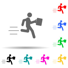 Businessman, late, running multi color style icon. Simple glyph, flat vector of businessmen icons for ui and ux, website or mobile application