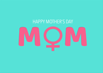 Happy mother's day paper cut out in green and pink with female symbol