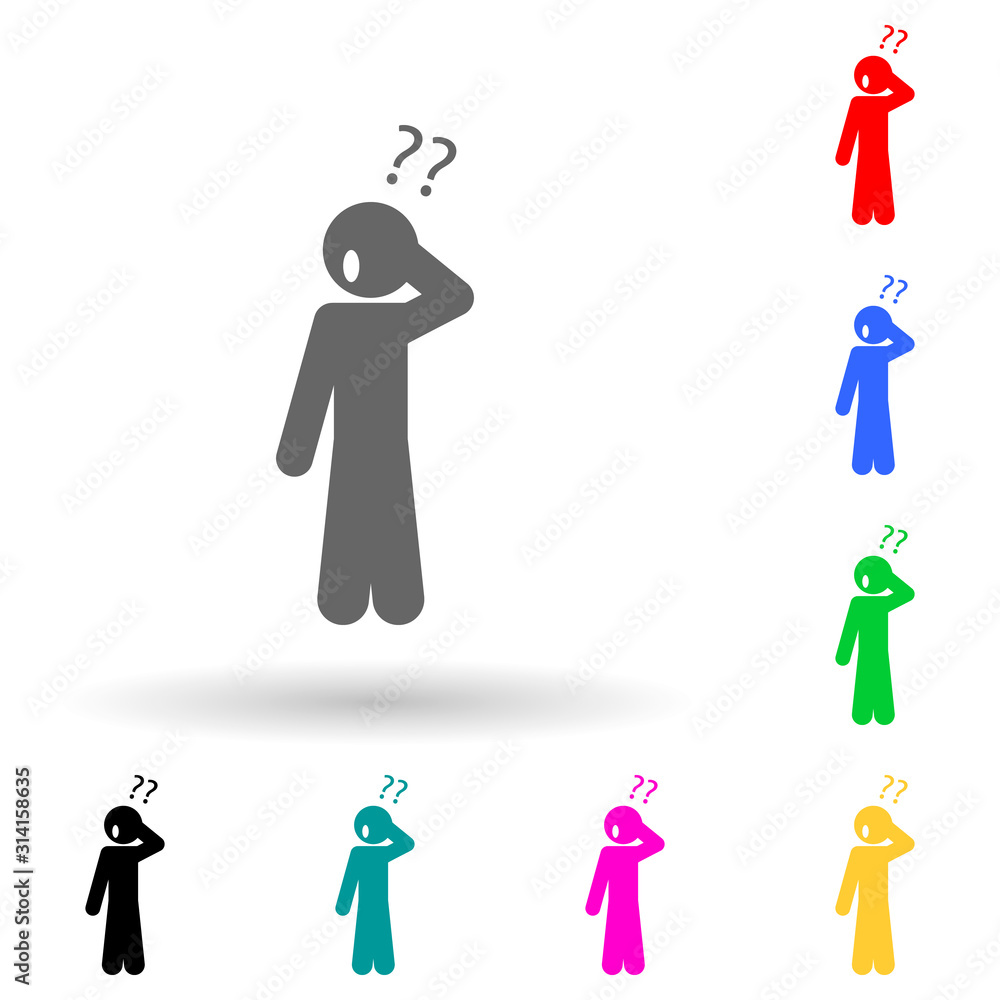 Poster child, question multi color style icon. simple glyph, flat vector of child icons for ui and ux, webs