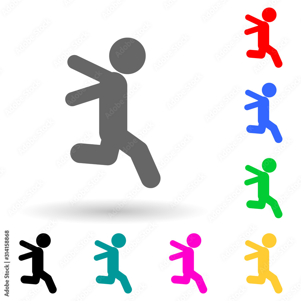 Poster run, child, jump multi color style icon. simple glyph, flat vector of child icons for ui and ux, web
