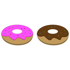 Donut icon.  Donuts with chocolate and pink topping