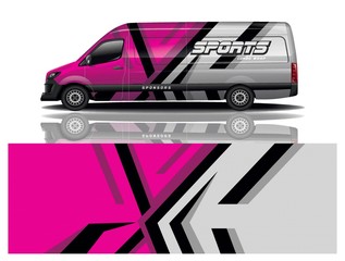 van car decal wrap design vector