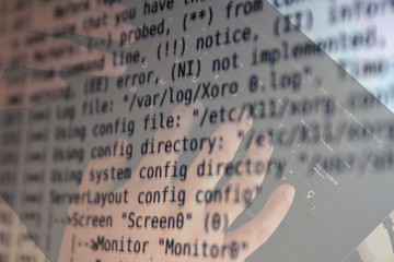 a programmer computer writing code on linux