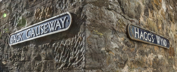 Street signs in Culross, Scotland