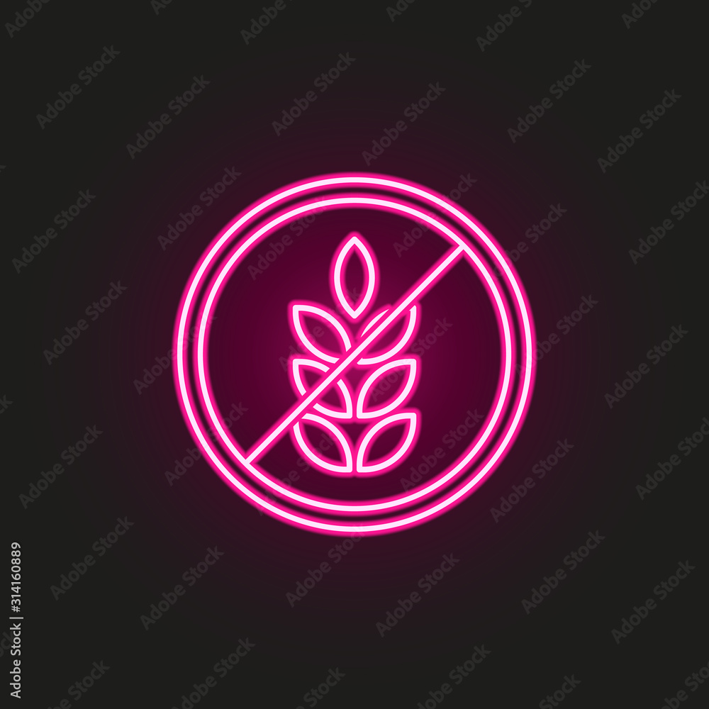 Poster gluten free neon style icon. simple thin line, outline vector of gmo icons for ui and ux, website or