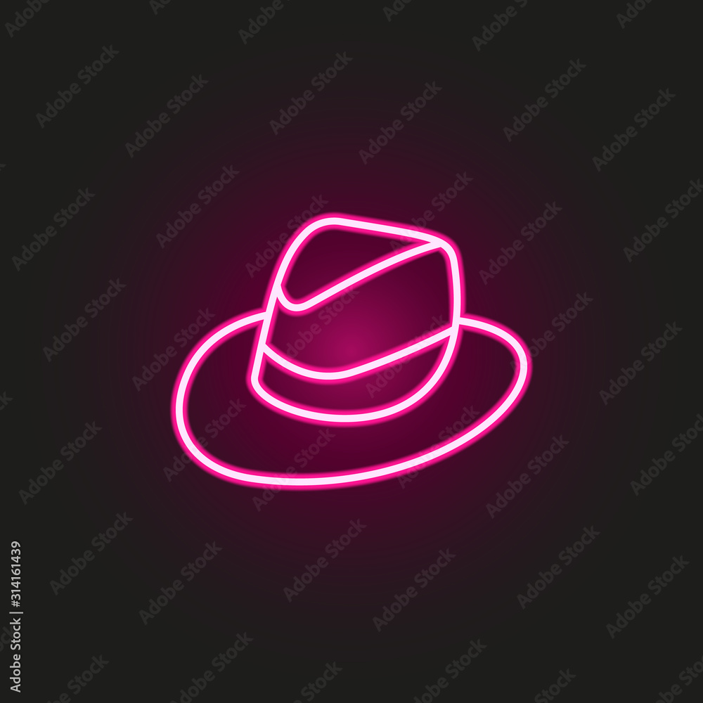 Aufkleber trilby hat neon style icon. simple thin line, outline vector of hats icons for ui and ux, website or