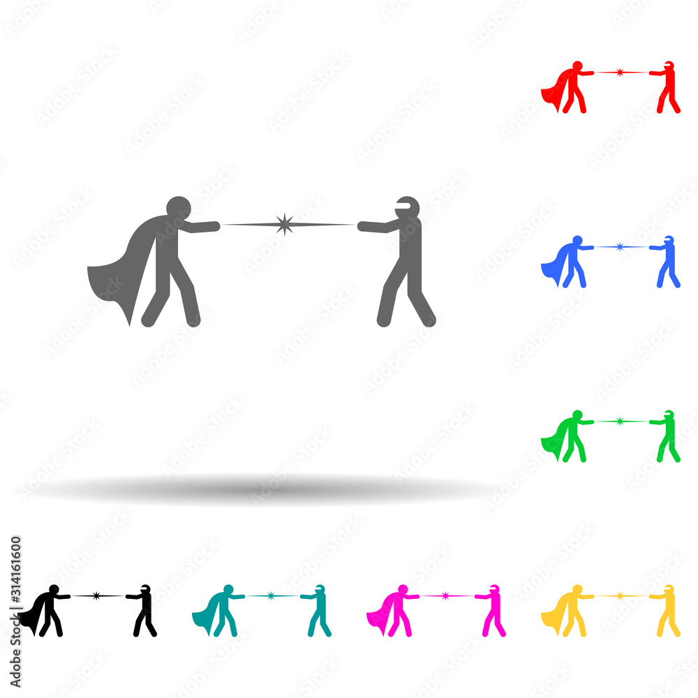 Poster hero, fight multi color style icon. simple glyph, flat vector of hero icons for ui and ux, website o