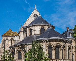 Exterior of church at Metiers Art Museum, in Paris, France