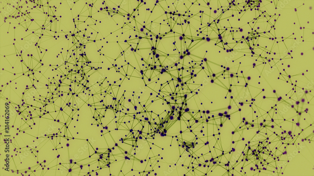 Poster plexus connections system particals on dark wall abstract background