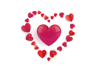 Love and valentine day. Hearts on white background