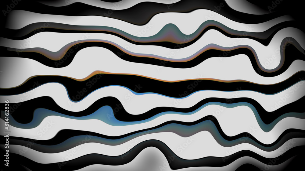 Poster colored wavy lines shapes in vignette motion abstract background