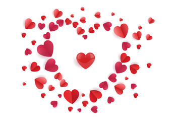 Love and valentine day. Hearts on white background