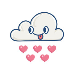 kawaii cloud raining hearts illustration