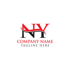 Initial Letter NY Logo Design With Red And Black Vector Template. Creative NY Letter Logo Design