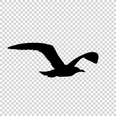 Detailed bird black silhouette isolated on transparent background. Bird icon. Flat style bird sign. Vector illustration