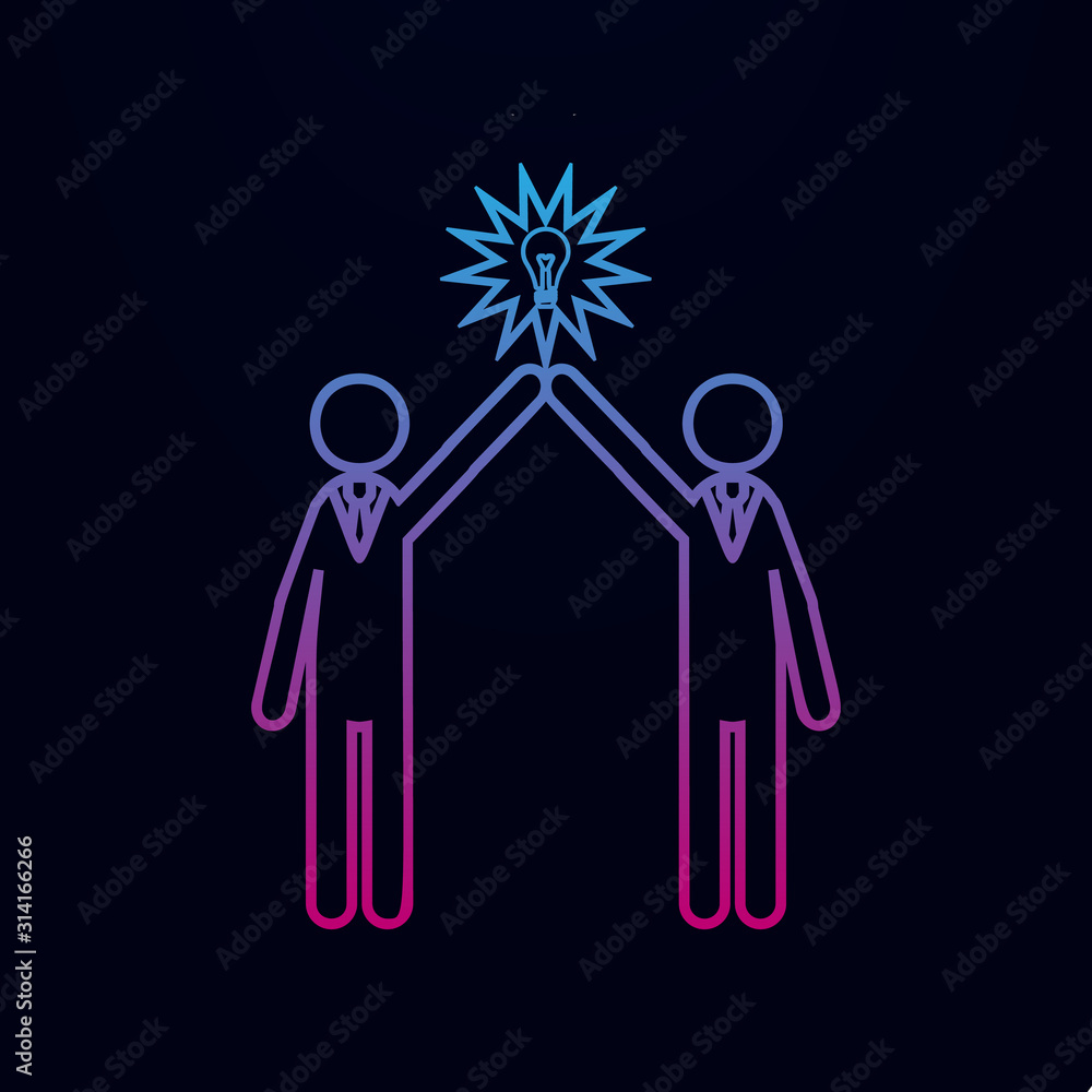 Wall mural Light bulb people concept of two people nolan icon. Simple thin line, outline vector of team work icons for ui and ux, website or mobile application