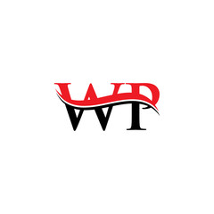 Initial WP Letter Linked Logo. Creative Letter WP Logo Vector With Red and Black Color. WP Logo Design.