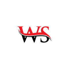 Initial WS Letter Linked Logo. Creative Letter WS Logo Vector With Red and Black Color. WS Logo Design.