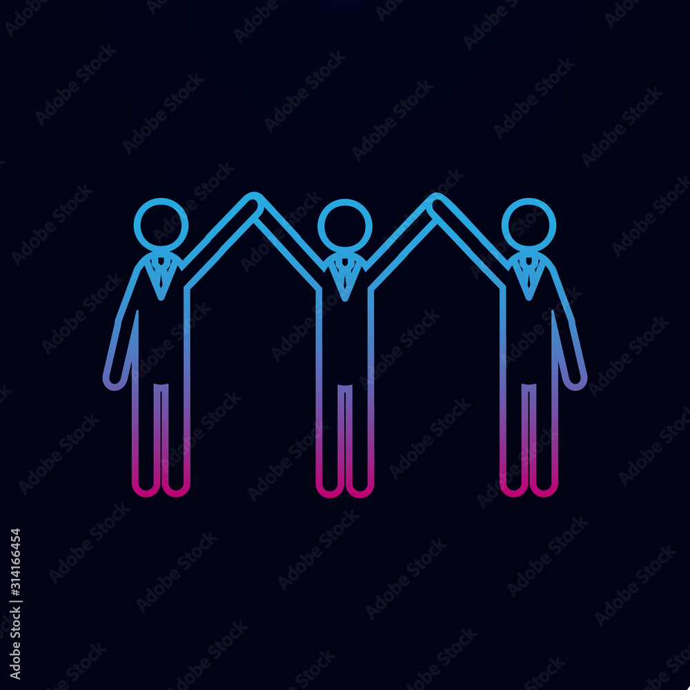 Poster three with arms raised nolan icon. simple thin line, outline vector of team work icons for ui and ux