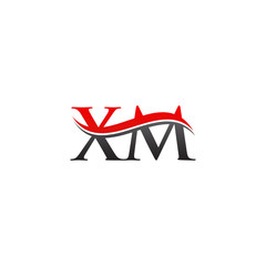 Initial XM Letter Linked Logo. Creative Letter XM Logo Vector With Red and Black Color. XM Logo Design.