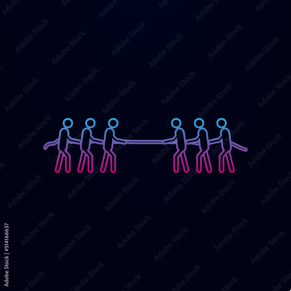 Poster team game pull a rope nolan icon. simple thin line, outline vector of team work icons for ui and ux,