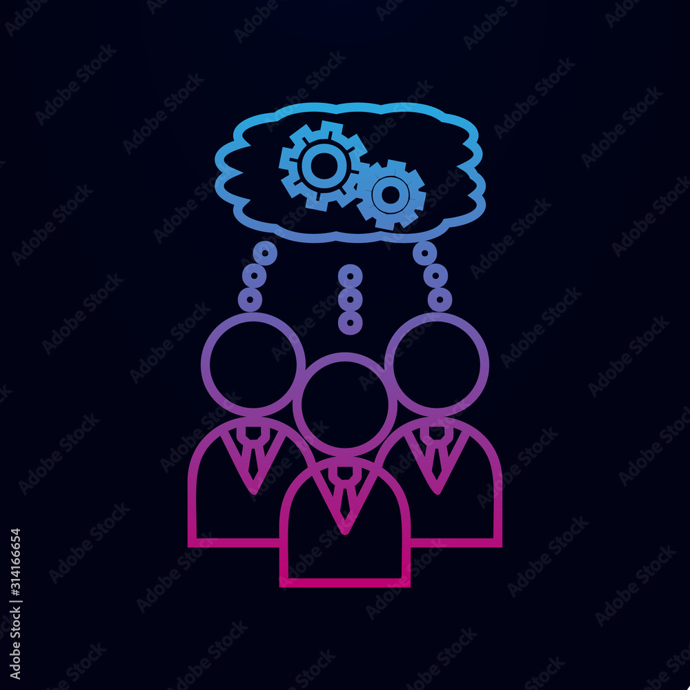 Poster the team is thinking the same nolan icon. simple thin line, outline vector of team work icons for ui