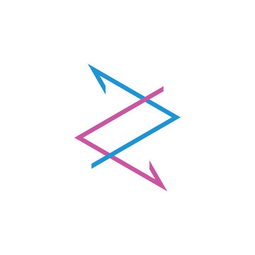 letter z linked arrow line logo vector