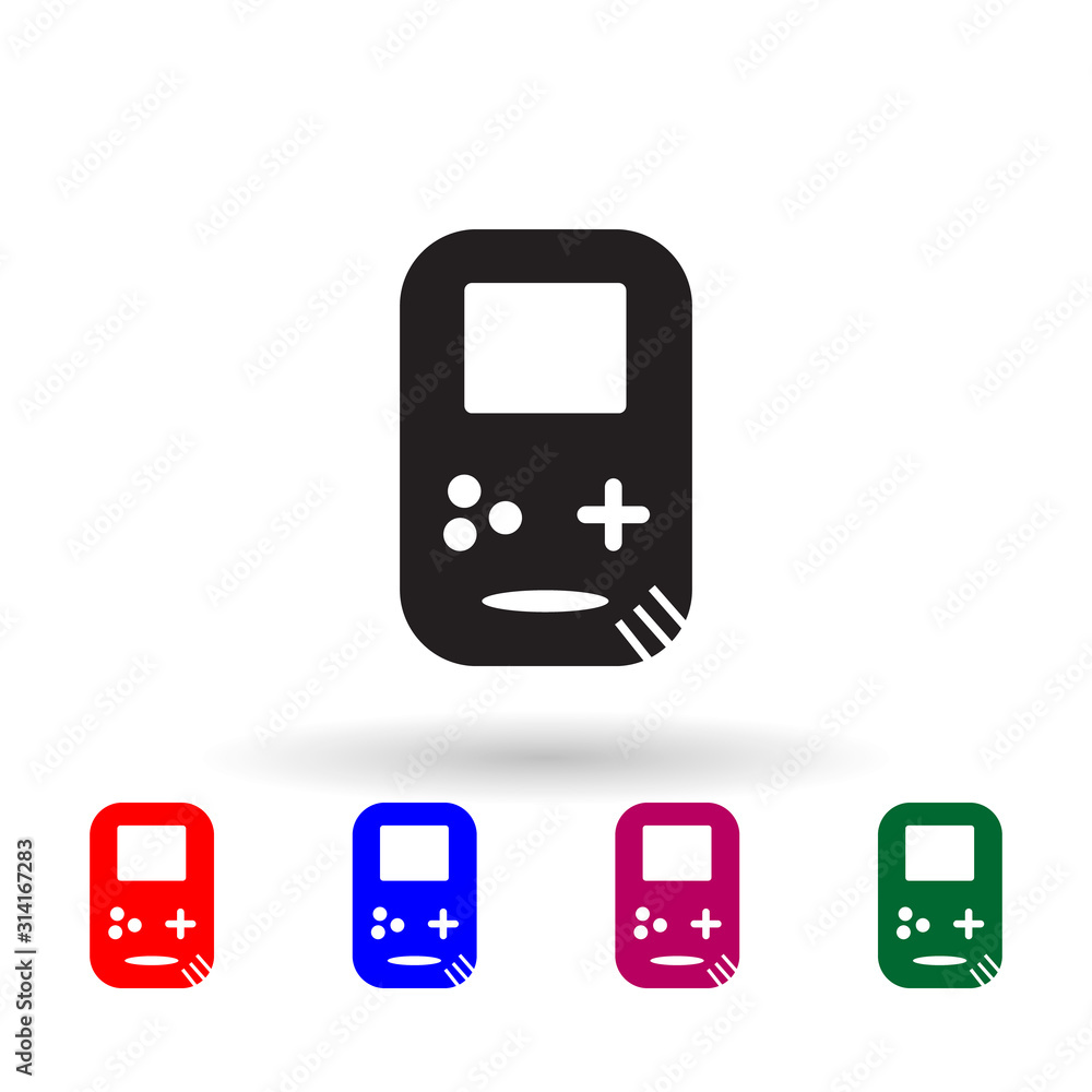 Poster doodle consoles multi color icon. simple glyph, flat vector of toys icons for ui and ux, website or 
