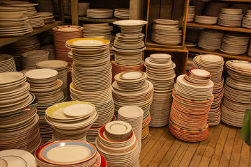 stacks of dishes for sale