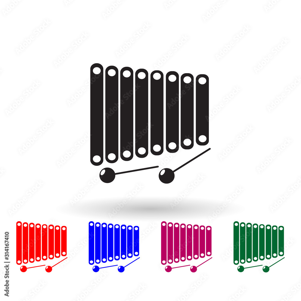 Poster vibraphone marimba multi color icon. simple glyph, flat vector of toys icons for ui and ux, website 