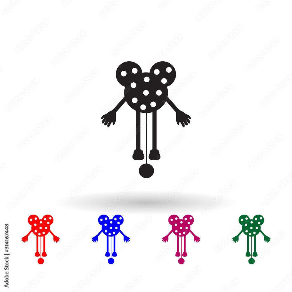 Poster doll toy on a string multi color icon. simple glyph, flat vector of toys icons for ui and ux, websit