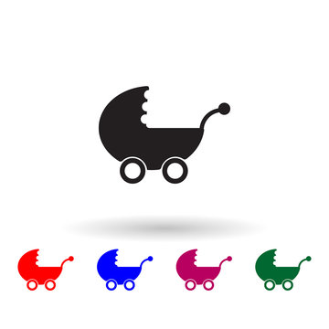 Baby stroller multi color icon. Simple glyph, flat vector of toys icons for ui and ux, website or mobile application