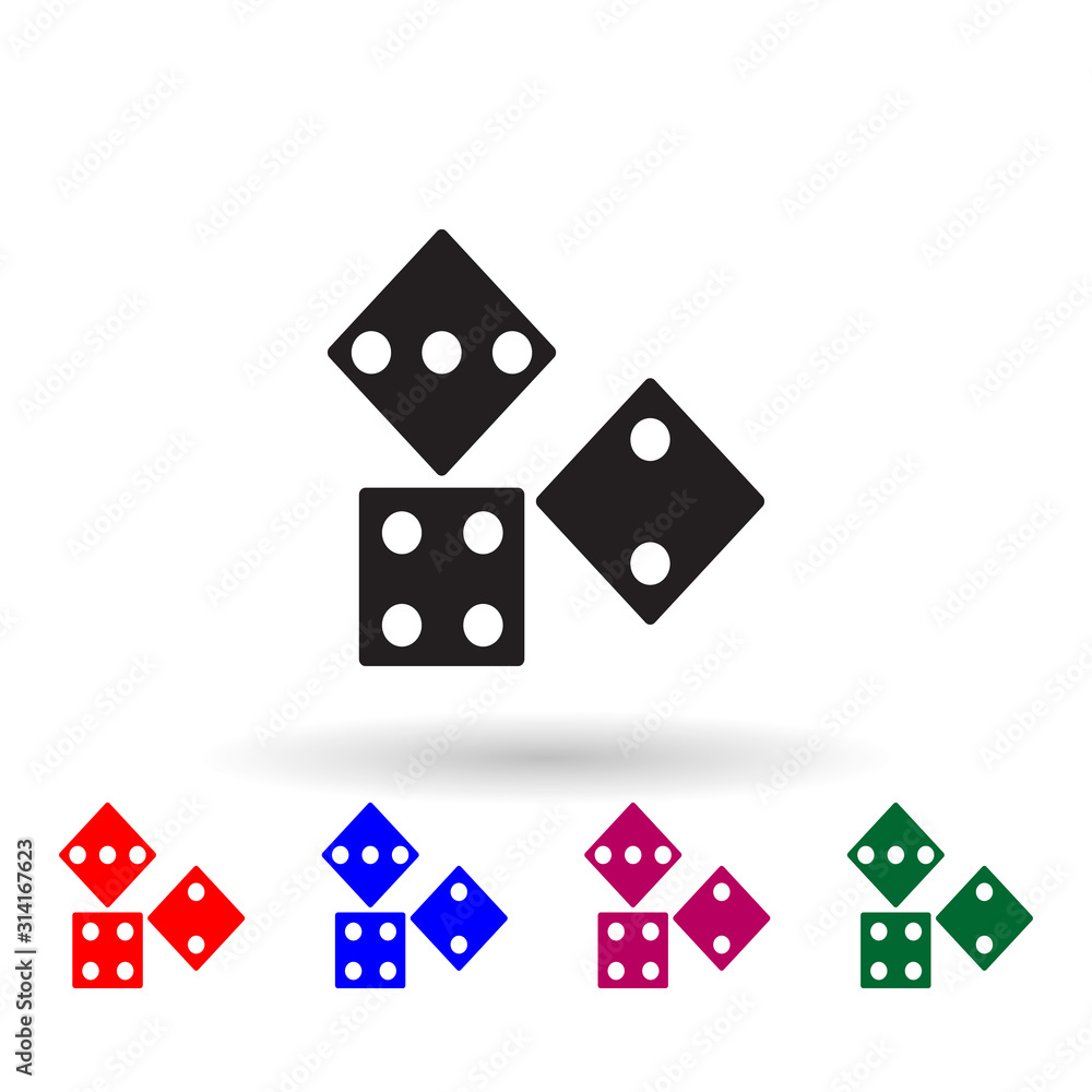 Poster dices multi color icon. simple glyph, flat vector of toys icons for ui and ux, website or mobile app