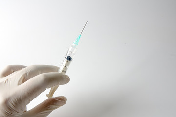 Medical concept with syringe for vaccination isolated on white.