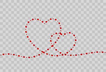 Red heart shape paper isolated on transparent background