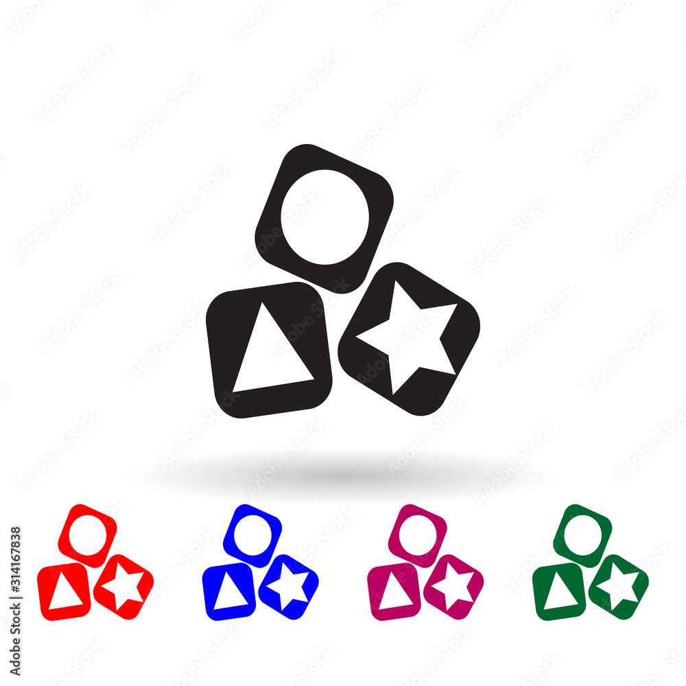 Poster wooden block building game multi color icon. simple glyph, flat vector of toys icons for ui and ux, 