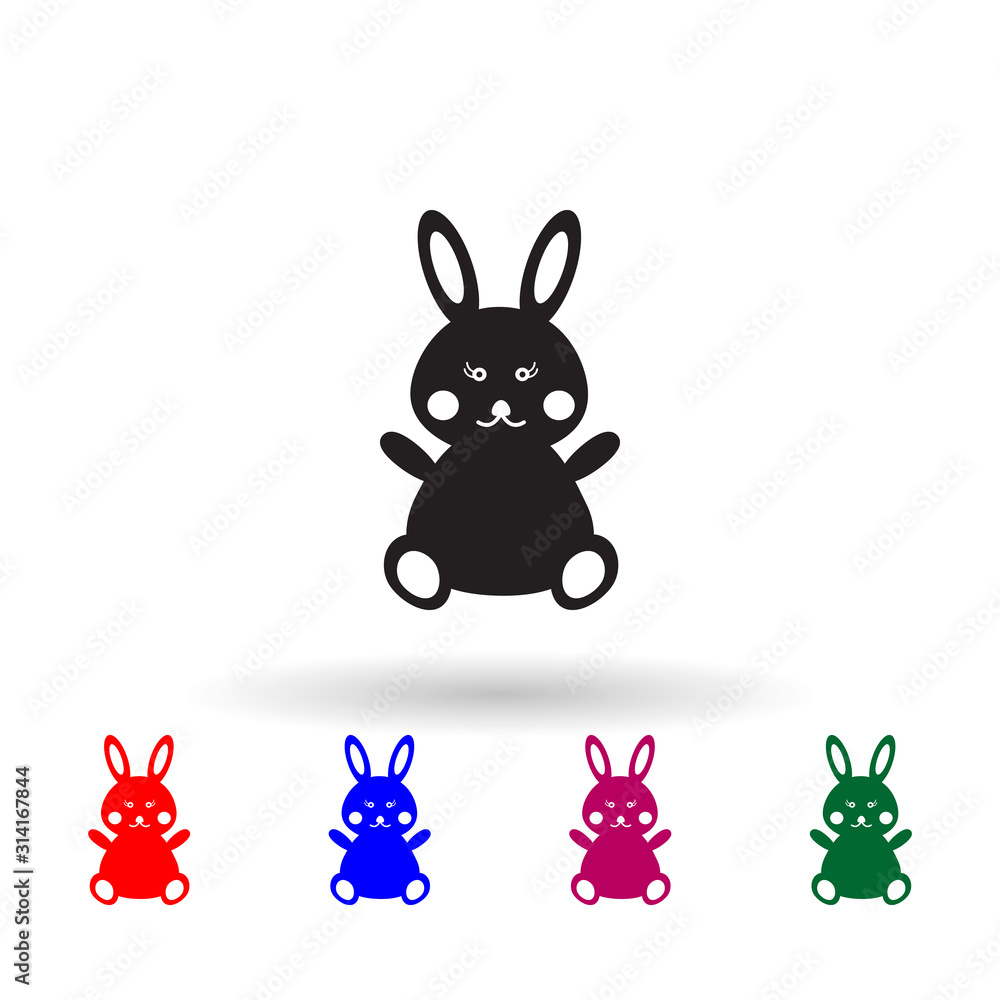 Aufkleber plush bunny toy multi color icon. simple glyph, flat vector of toys icons for ui and ux, website or 