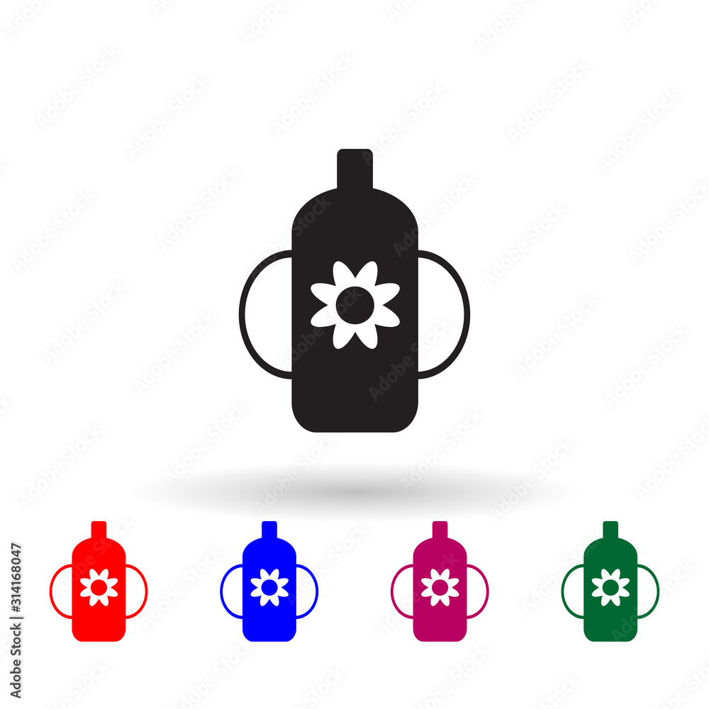 Poster feeding bottle multi color icon. simple glyph, flat vector of toys icons for ui and ux, website or m