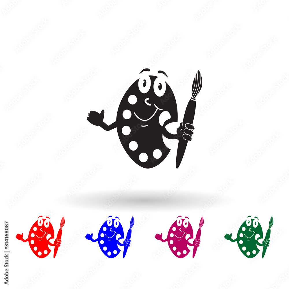 Poster cute paint brush with palette multi color icon. simple glyph, flat vector of toys icons for ui and u