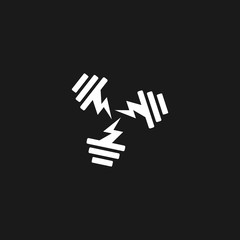 symbol logo vector of triangle dumbbell training simple design